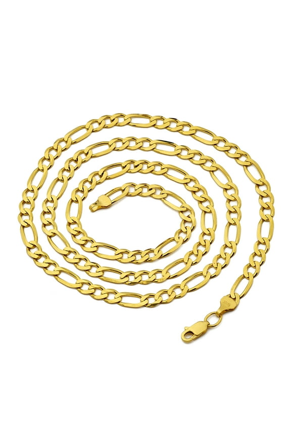 14K Yellow Gold 5.5mm Solid Figaro Chain Necklace (22 inches)