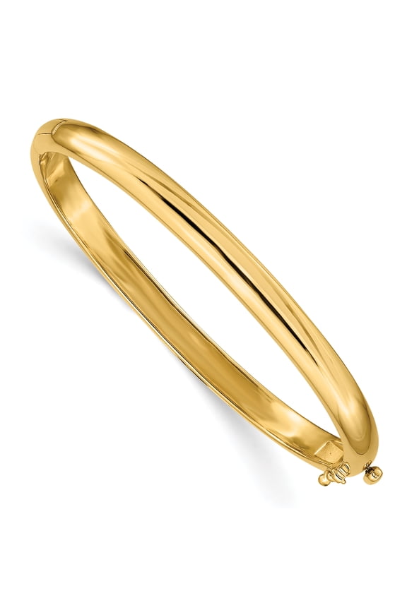 14K Yellow Gold 5.6mm Polished Solid Hinged Bangle Bracelet