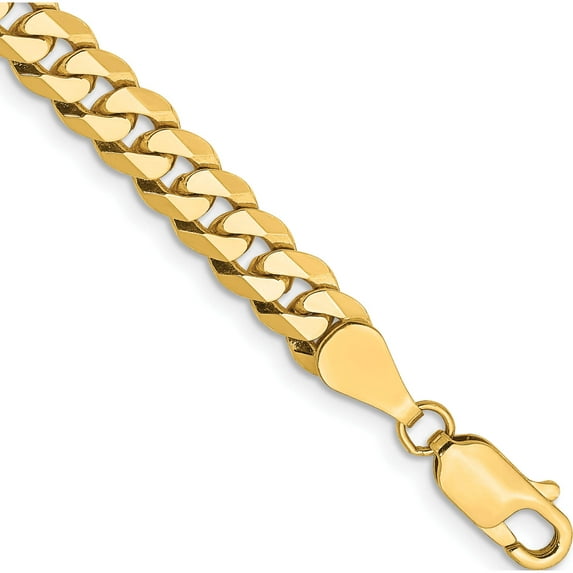 14K Yellow Gold 5.75mm Flat Beveled Curb Chain (9 X 5.75) fbu140-9