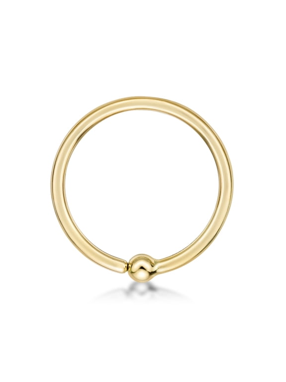 14K Yellow Gold 5/8" Unisex Fixed Captive Bead Hoop Nipple Ring - 14 Gauge
