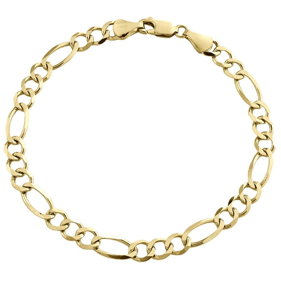 14K Yellow Gold 5.90mm Solid Plain Figaro Link Bracelet Lobster Clasp 8 Inch