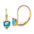 thumbnail image 1 of 14K Yellow Gold 5 mm Heart Blue Topaz Leverback Earrings, 1 of 1