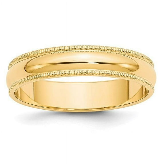 14K Yellow Gold 5 mm Milgrain Half Round Band, Size 7