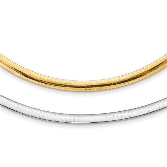 14K Yellow Gold 5 mm Reversible White & Yellow Domed Omega 18 in. Necklace