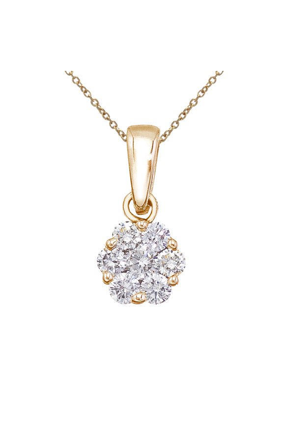 14K Yellow Gold .50 Ct Diamond Cluster Pendant