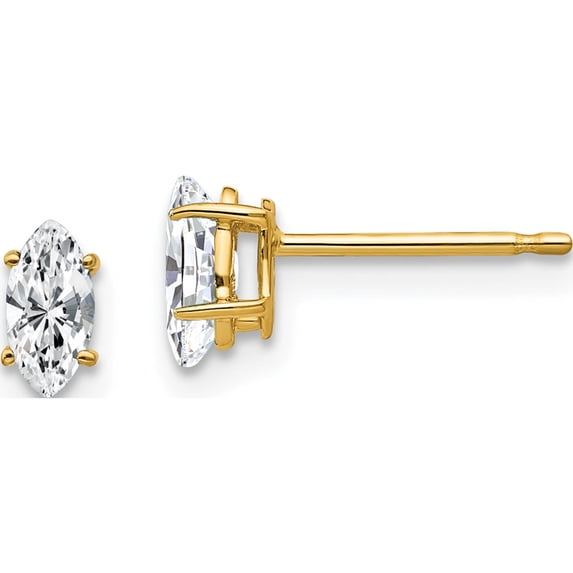 14K Yellow Gold 5X2.5mm Marquise Cubic Zirconia Earring (5 X 3) Made In United States xe101cz