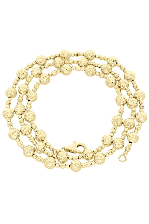 14K Yellow Gold 5mm Candy / Moon Cut Italian Bead Chain Fancy Necklace 18 Inches