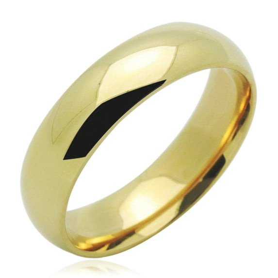 14K Yellow Gold 5mm Comfort Fit Classic Domed Plain Wedding Band (Size 5 to 12), 5