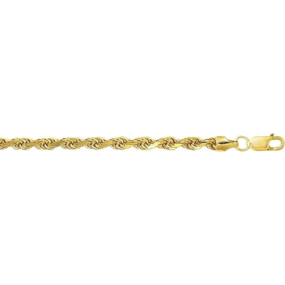 14K Yellow Gold 5mm Diamond Cut Lite Rope Chain with Lobster Clasp