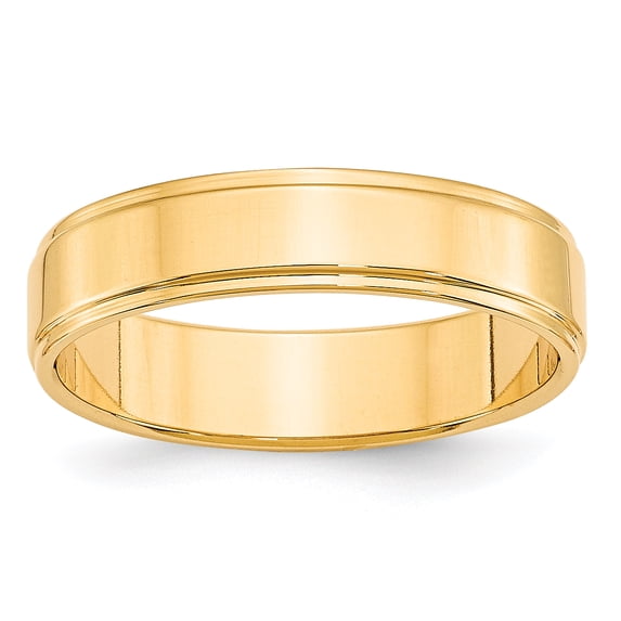 14K Yellow Gold 5mm Flat with Step Edge Band Ring Size 8.5