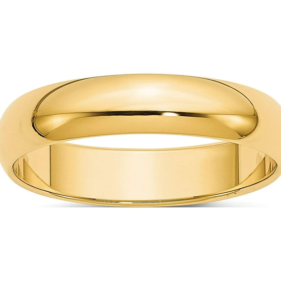 14K Yellow Gold 5mm Half-Round Wedding Band (Size 7.5) Made In United States hr050-7.5