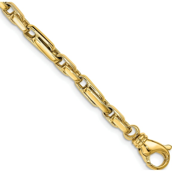 Jewelry by Sweet Pea 14K Yellow Gold 8.5 inch 5mm Hand Polished Fancy Link with Fancy Lobster Clasp Bracelet