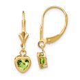 thumbnail image 1 of 14K Yellow Gold 5mm Heart Peridot Dangle Earrings, 1 of 5