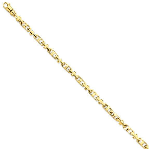 14K Yellow Gold 5mm Polished Fancy Link Chain 20 Inch
