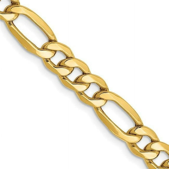 14K Yellow Gold 6.25 mm Semi-Solid 24 in. Figaro Chain