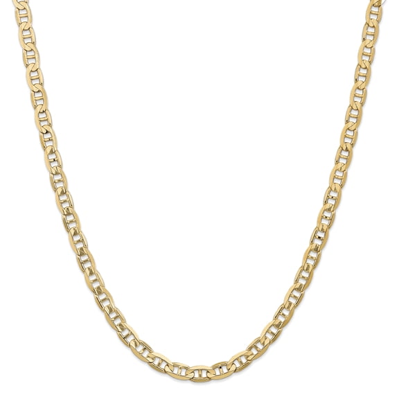 14K Yellow Gold 6.25mm Concave Anchor Chain 18 Inch