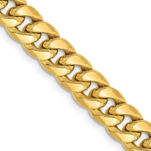14K Yellow Gold 6.75mm Semi-Solid Miami Cuban Chain (22 X 6.75) Made In South Africa bc155-22