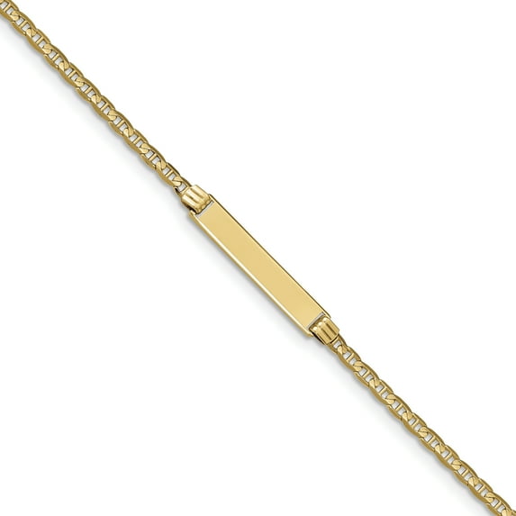 14K Yellow Gold 6 Anchor Link Child ID Bracelet