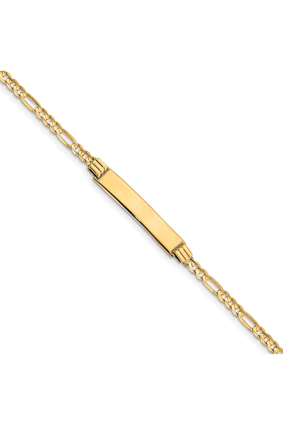 14K Yellow Gold 6 Figaro Link Child ID Bracelet