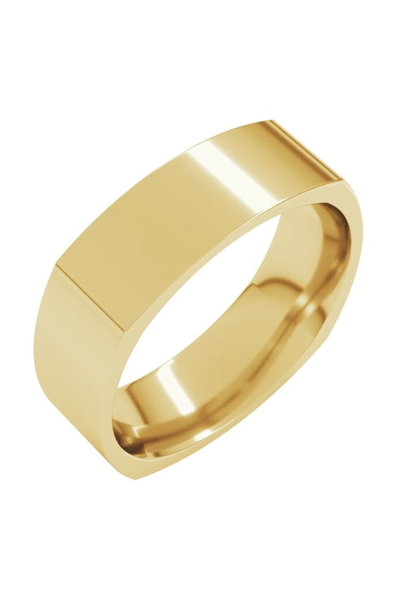 14K Yellow Gold 6 Mm Standard Weight Comfort-Fit Square Band, Size 14