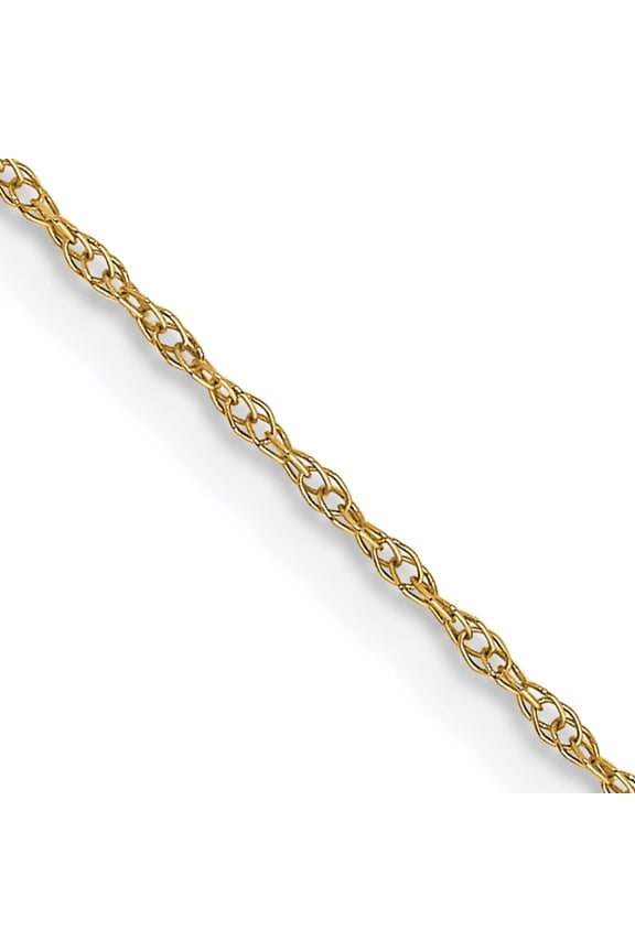14K Yellow Gold 13 inch Carded .6mm Cable Rope with Spring Ring Clasp Chain