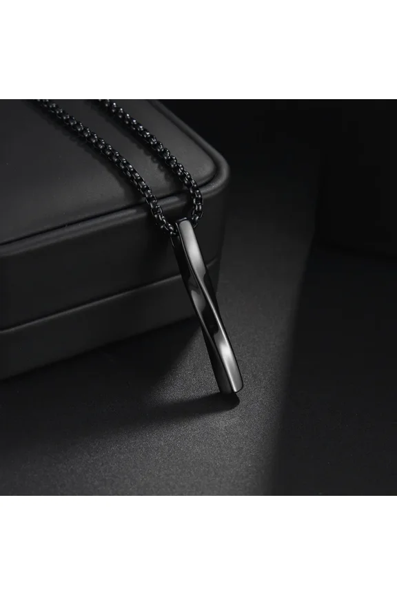 14K Yellow Gold  60cm Rectangle Pendant Necklace for Men Kpop Street Wear Chain Male Collar Hombre Necklace Jewelry Gift Choker