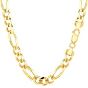 14K Yellow Gold 6MM Solid Figaro Link Chain Necklaces, 18-30 inch, Real 14K Gold, Next Level Jewelry
