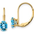 thumbnail image 1 of 14K Yellow Gold 6X4mm Oval Blue Topaz Leverback Earrings (16 X 4) Made In India xlb114bt, 1 of 5