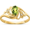 thumbnail image 1 of 14K Yellow Gold 6X4mm Oval Peridot A Diamond Ring (Size 6) Made In United States x9716pe/a, 1 of 5