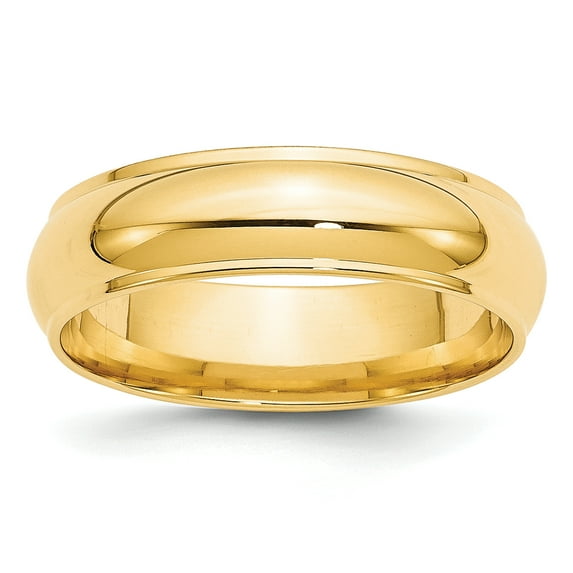 14K Yellow Gold 6mm Half Round with Edge Band Ring Size 6.5