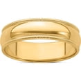 thumbnail image 1 of 14K Yellow Gold 6mm Milgrain Half-Round Wedding Band (Size 9.5) Made In United States m060-9.5, 1 of 5