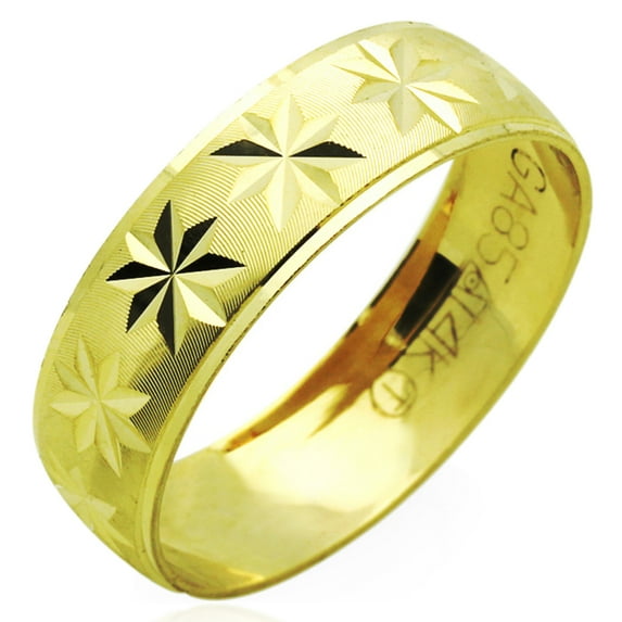 14K Yellow Gold 6mm Wedding Band (Size 5 to 12), 7