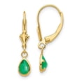 thumbnail image 1 of 14K Yellow Gold 6x4mm Emerald & May Earrings, 1 of 1