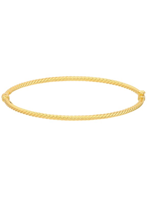 14K Yellow Gold 7.25" Twisted Tube Bangle - Women