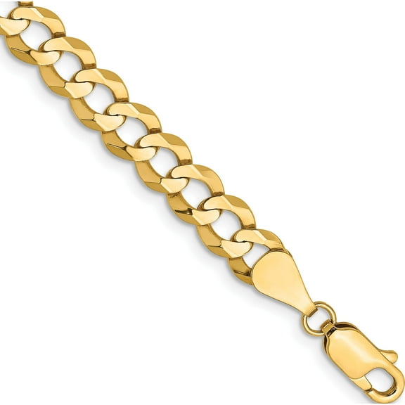 14K Yellow Gold 7.2mm Lightweight Flat Cuban Chain (7 X 7.2) Made In South Africa lcb180-7
