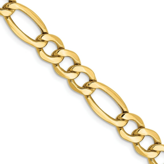 14K Yellow Gold 7.3mm Semi-Solid Figaro Chain (22 X 7.3) Made In South Africa bc97-22