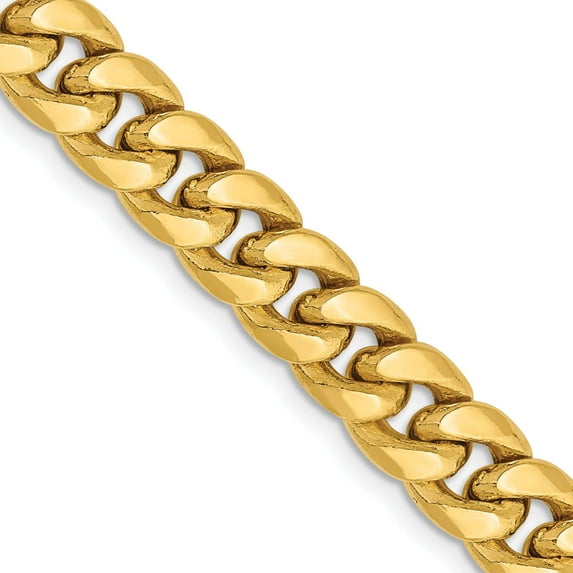 14K Yellow Gold 7.3mm Semi-Solid Miami Cuban Chain (20 X 7.3) Made In South Africa bc156-20