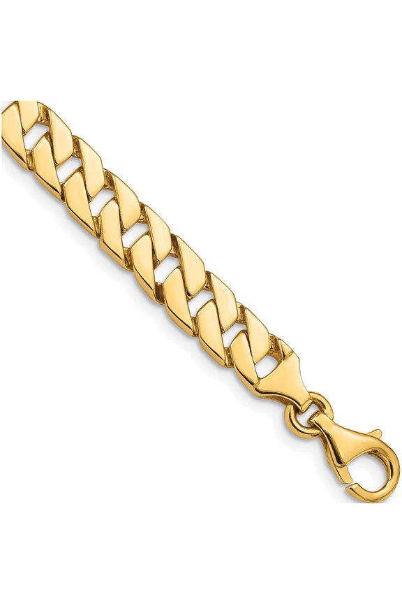 14K Yellow Gold 7.4mm Hand-Polished Fancy Link Chain (7 X 7.4) Made In Peru lk149-7