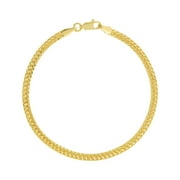 14K Yellow Gold 7.50" 3mm Two-Row Hollow Wheat Chain Bracelet - Women