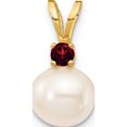 thumbnail image 1 of 14K Yellow Gold 7-7.5mm White Round Fwc Pearl Garnet Pendants Made In Canada xf741/ga, 1 of 4