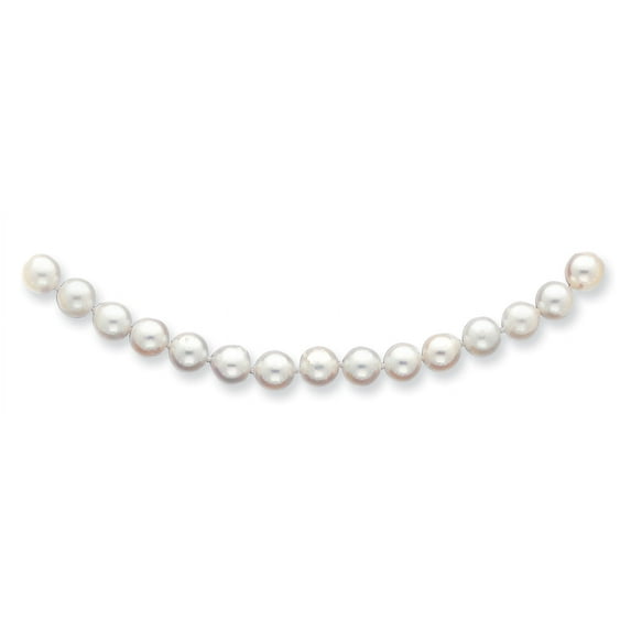 14K Yellow Gold 7-8mm Round White Saltwater Akoya Cultured Pearl Necklace 16 Inch