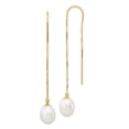 thumbnail image 1 of 14K Yellow Gold 7-8mm White Rice Fw Cultured Pearl Box Chain Necklace Threader Earrings, 1 of 7