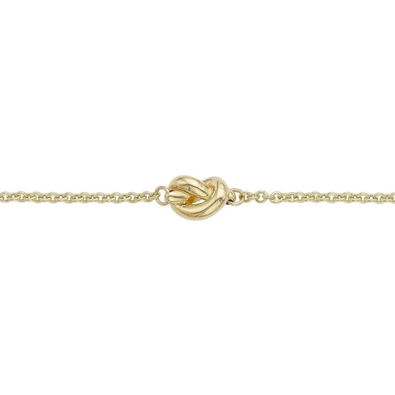 14K Yellow Gold 7" Polished Puffed Love Knot Bracelet