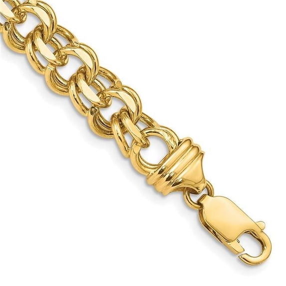 14K Yellow Gold 7 in. 8.5 mm Solid Double Link Charm Bracelet