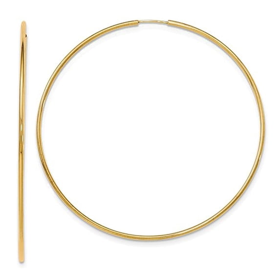 14K Yellow Gold 72mm x 1.5mm Round Endless Hoop Earrings
