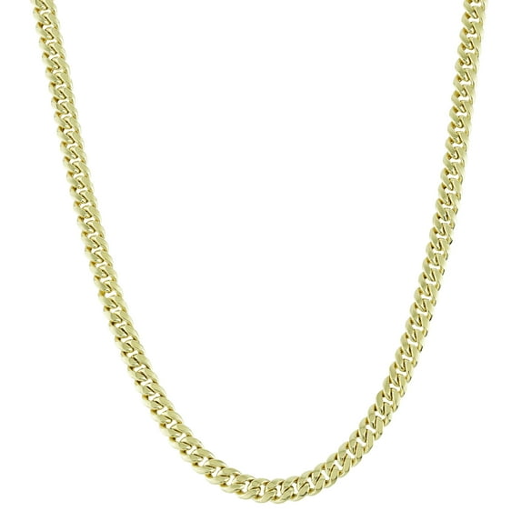 14K Yellow Gold 7MM Hollow Miami Cuban Chain Necklaces, Box Lock, Real 14K Gold, Next Level Jewelry