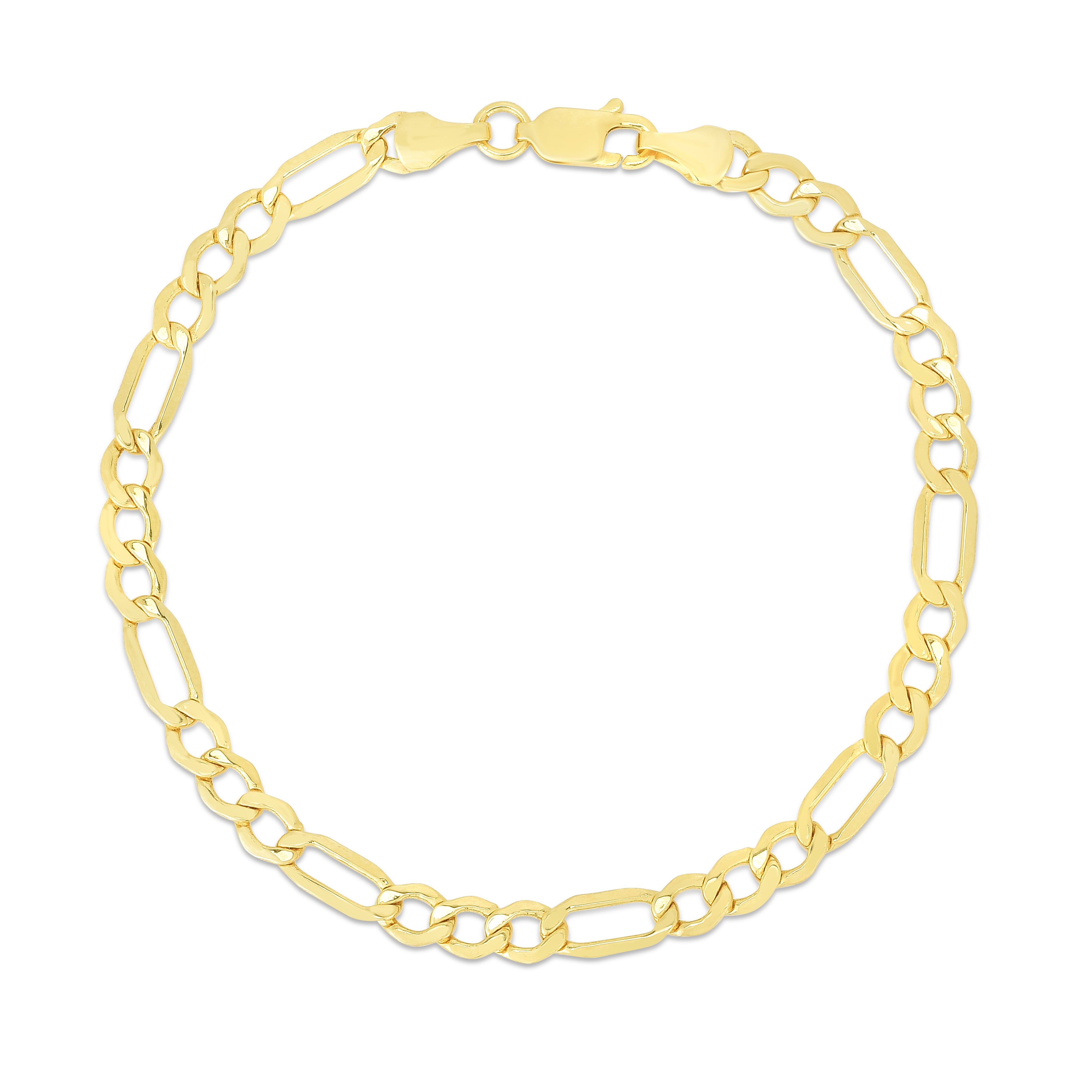 14K Yellow Gold 7in 4.6mm Figaro Chain Bracelet with Lobster Clasp