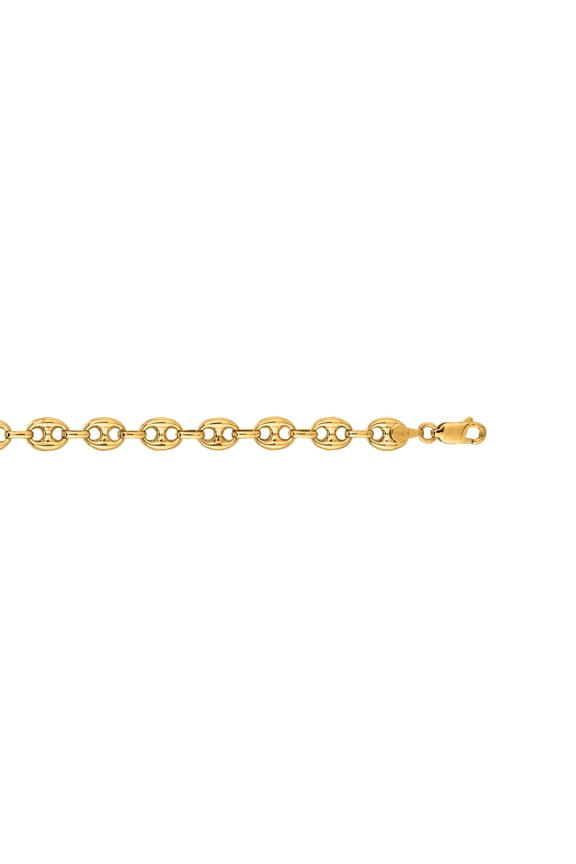 14K Yellow Gold 7mm Diamond Cut Puffed Mariner Link Chain 7 Bracelet Fancy Lobster Clasp