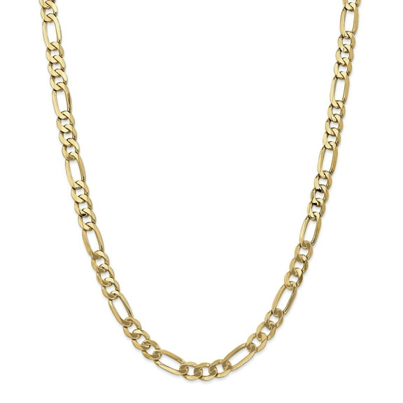 14K Yellow Gold 7mm Flat Figaro Chain 26 Inch