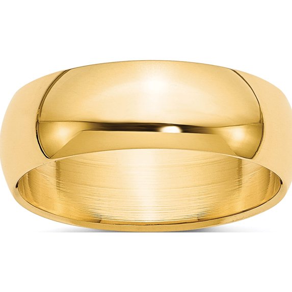 14K Yellow Gold 7mm Half-Round Wedding Band (Size 4) Made In United States hr070-4